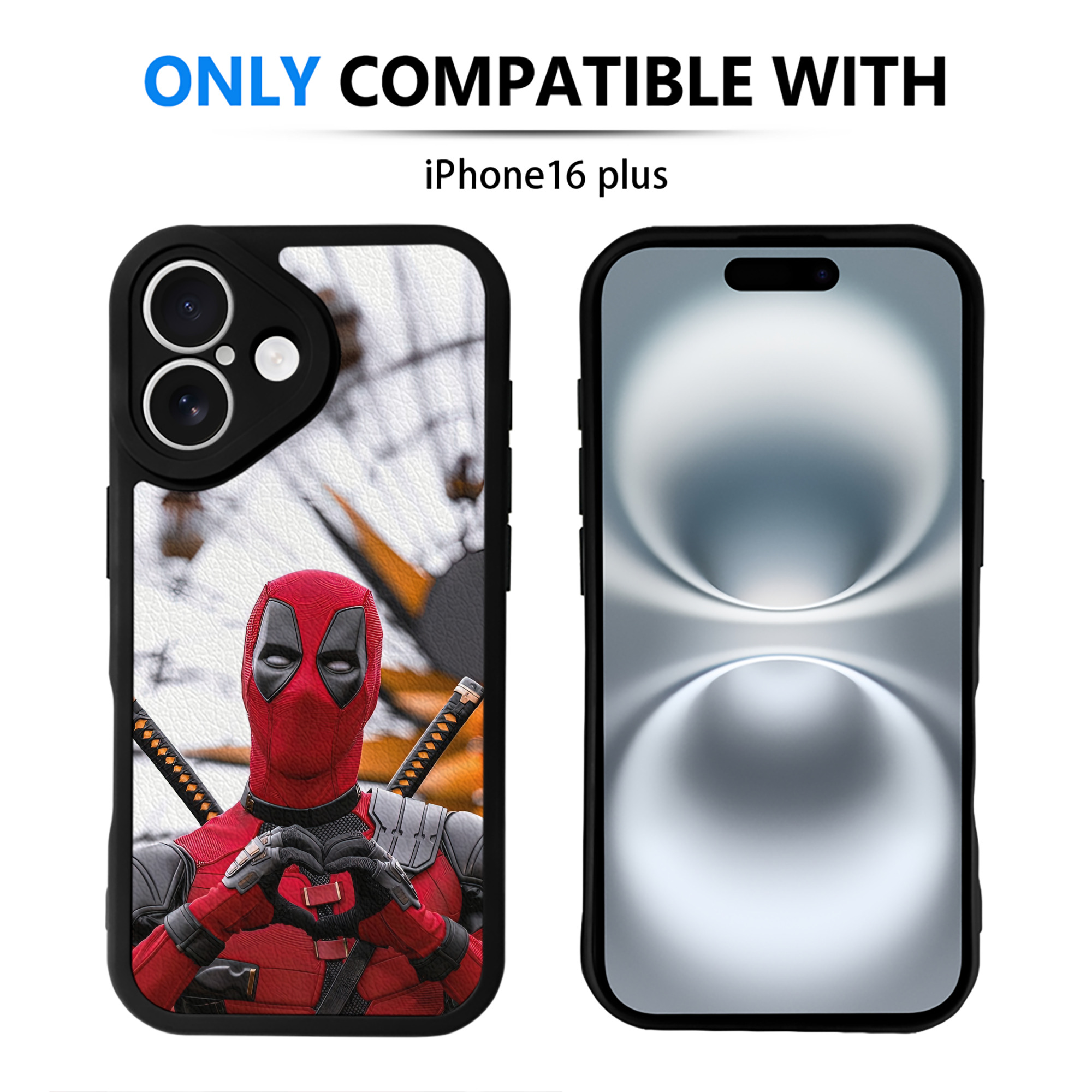 （画像用） Deadpool デッドプール 【iPhone 16シリーズ対応】シリコンスマホケース（レザー調） 材質：シリコン